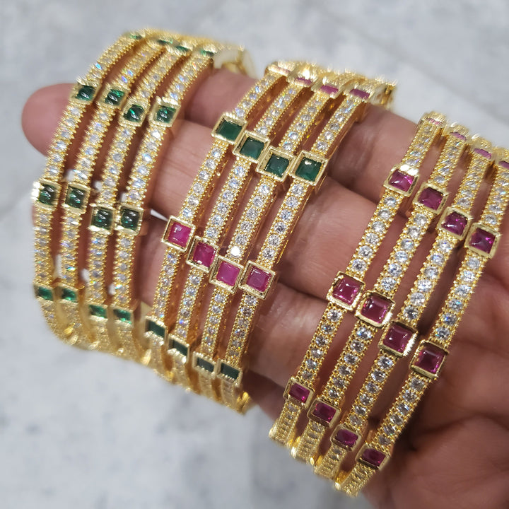 Pink CZ 4PC  bangles,