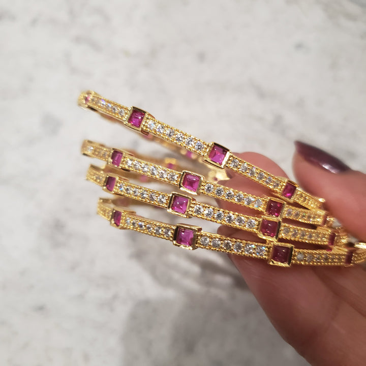 Pink CZ 4PC  bangles,