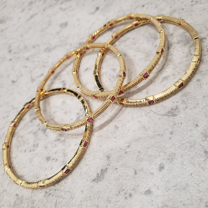Pink CZ 4PC  bangles,