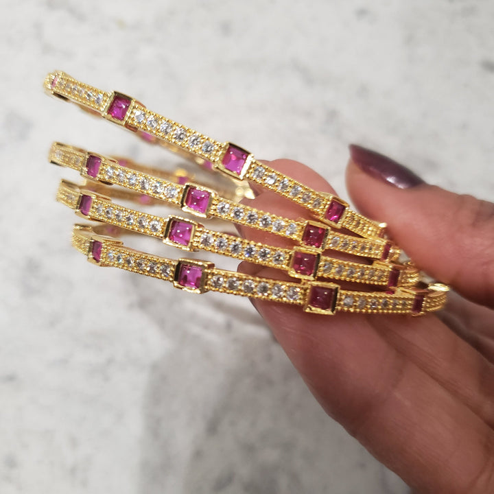 Pink CZ 4PC  bangles,