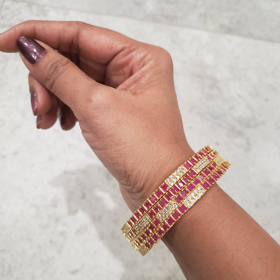Pink cz Bangles Set