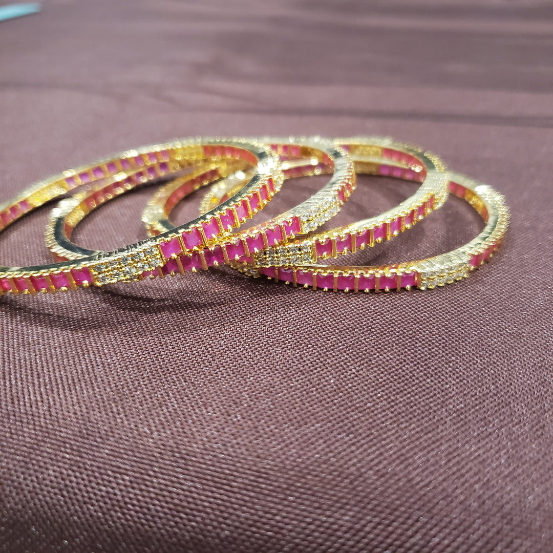 Pink cz Bangles Set