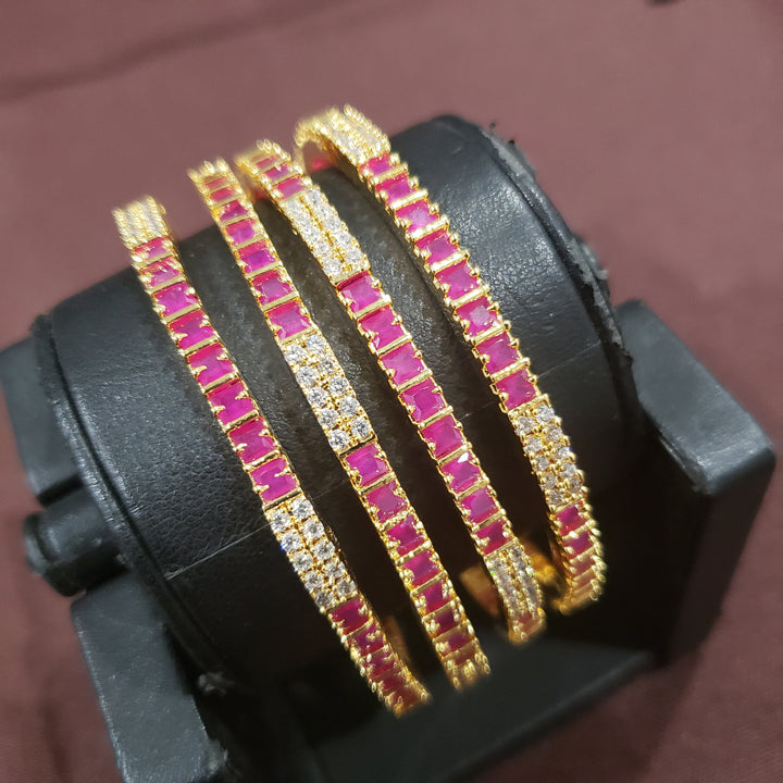 Pink cz Bangles Set