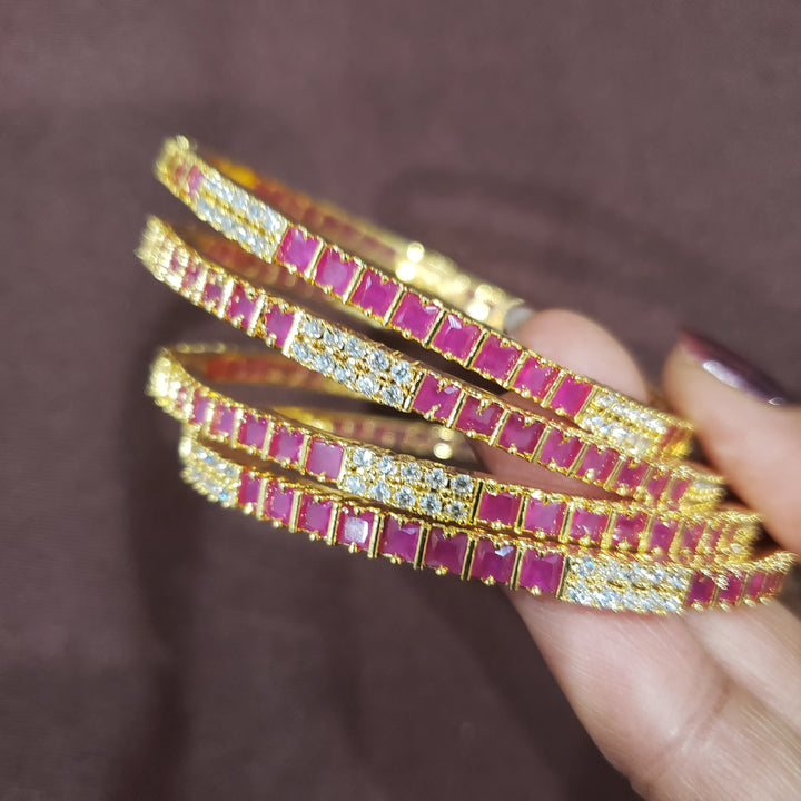 Pink cz Bangles Set
