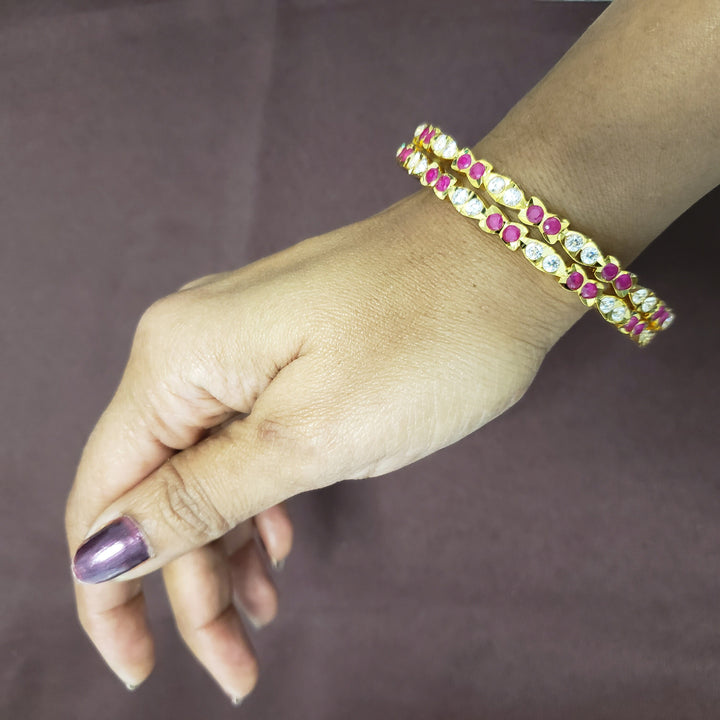 pink stones bangles
