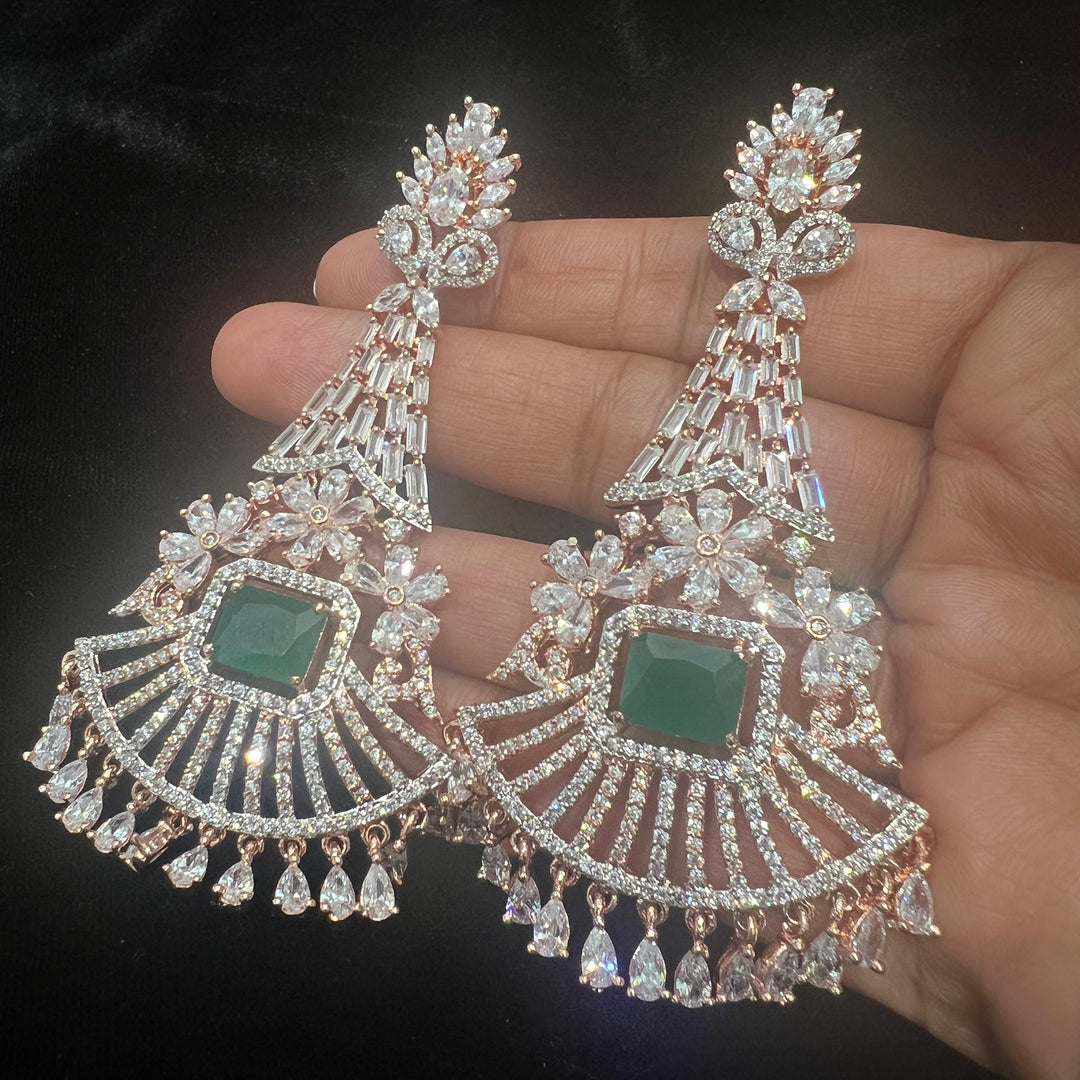 Rose gold green earring