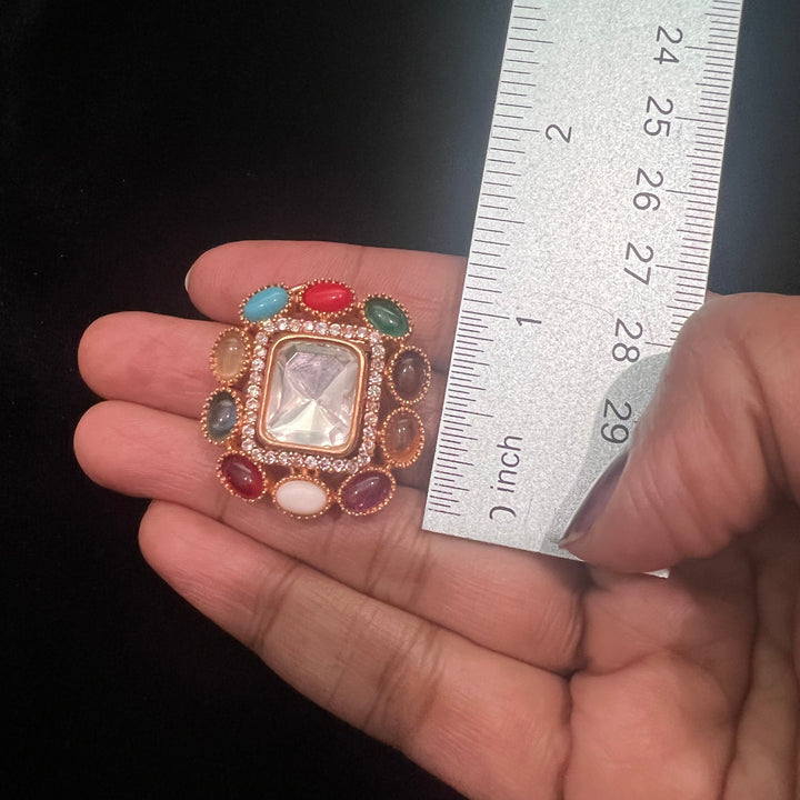 Brass Navratna studs