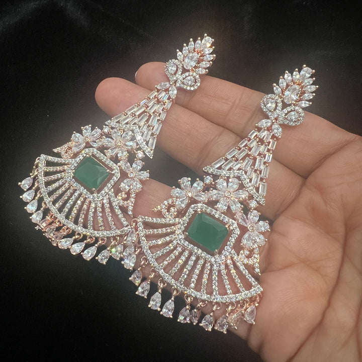 Rose gold green earring