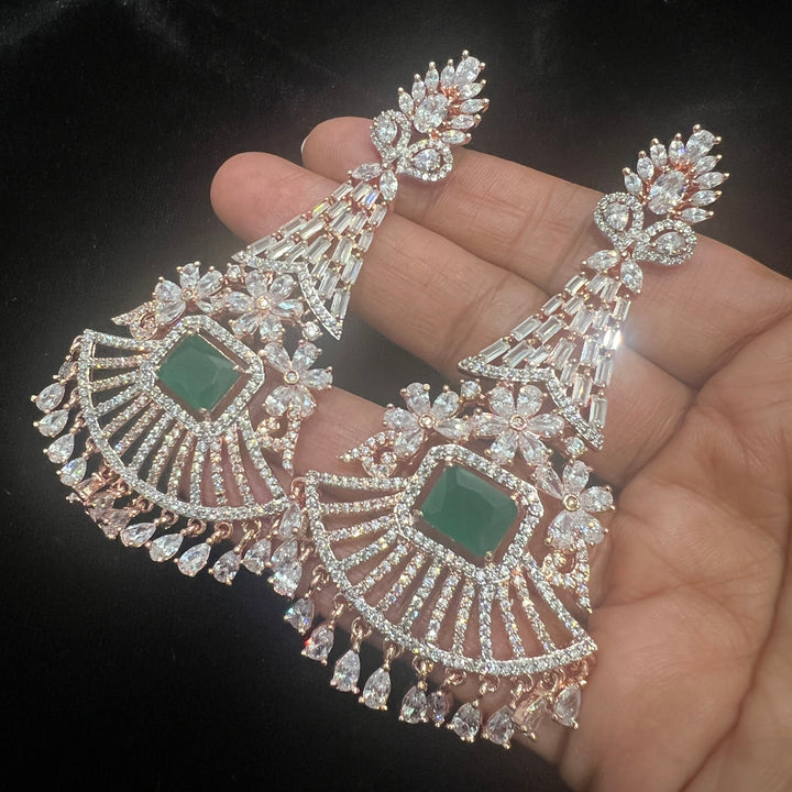 Rose gold green earring