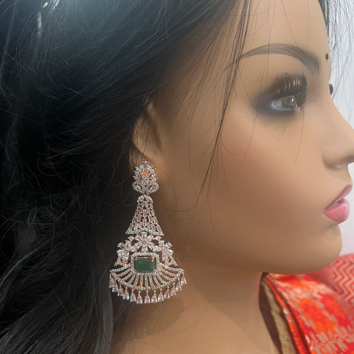 Rose gold green earring