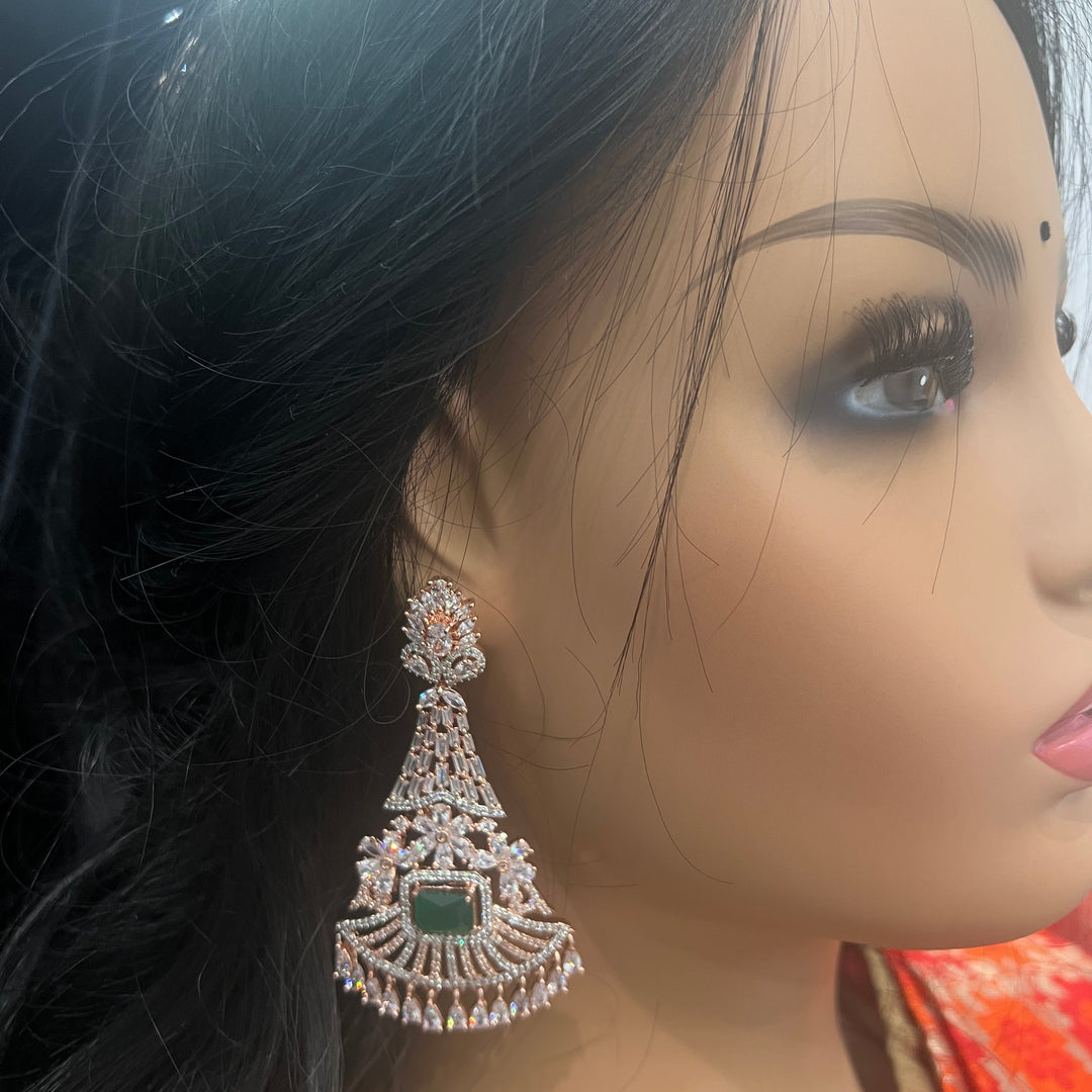 Rose gold green earring