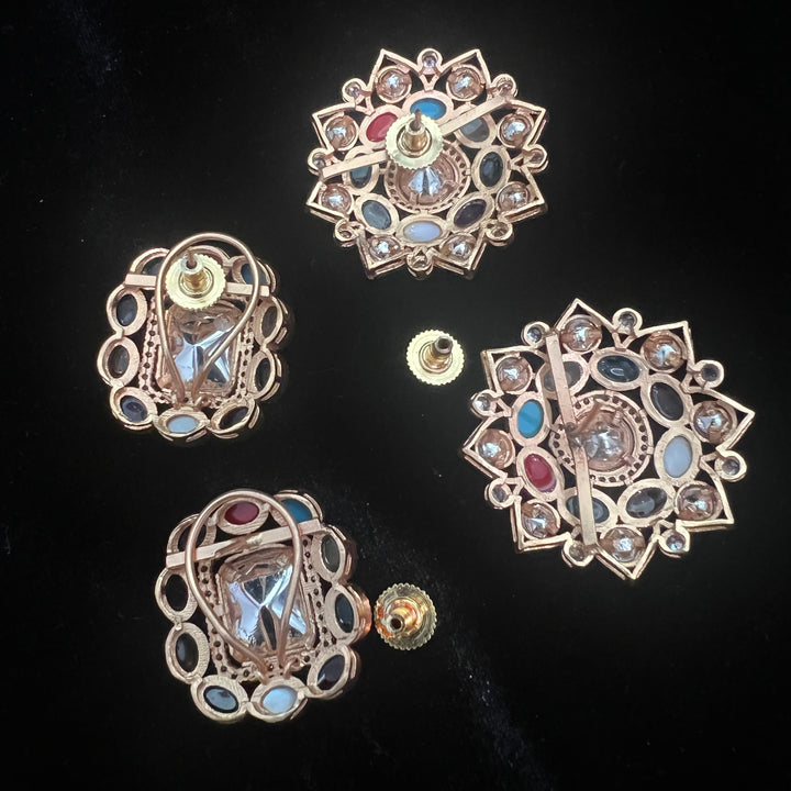 Brass Navratna studs