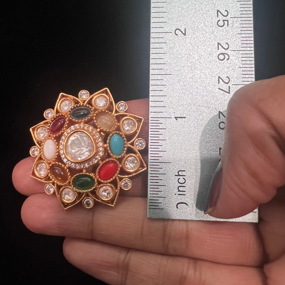 Brass Navratna studs