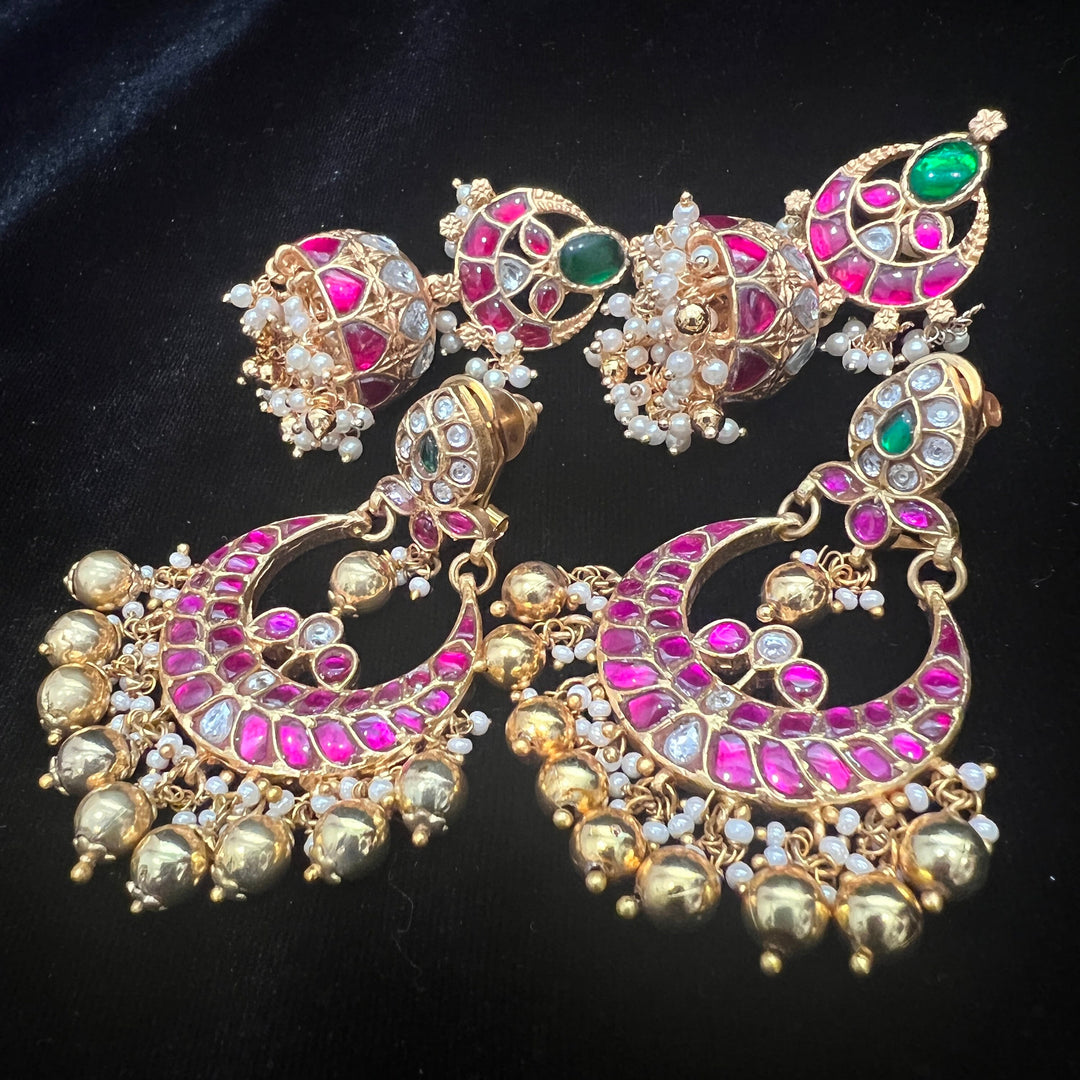 Brass Kundan Chandbali