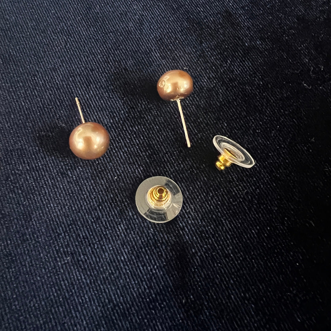 Golden Brown Pearl Studs