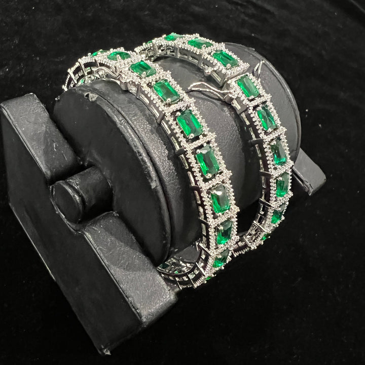 Rhodium Emerald bangles