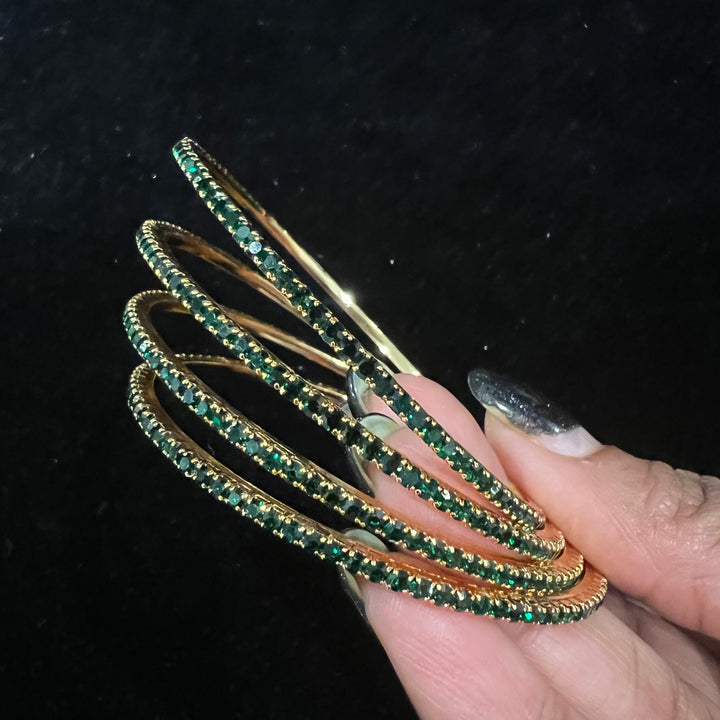 Green stones Bangles
