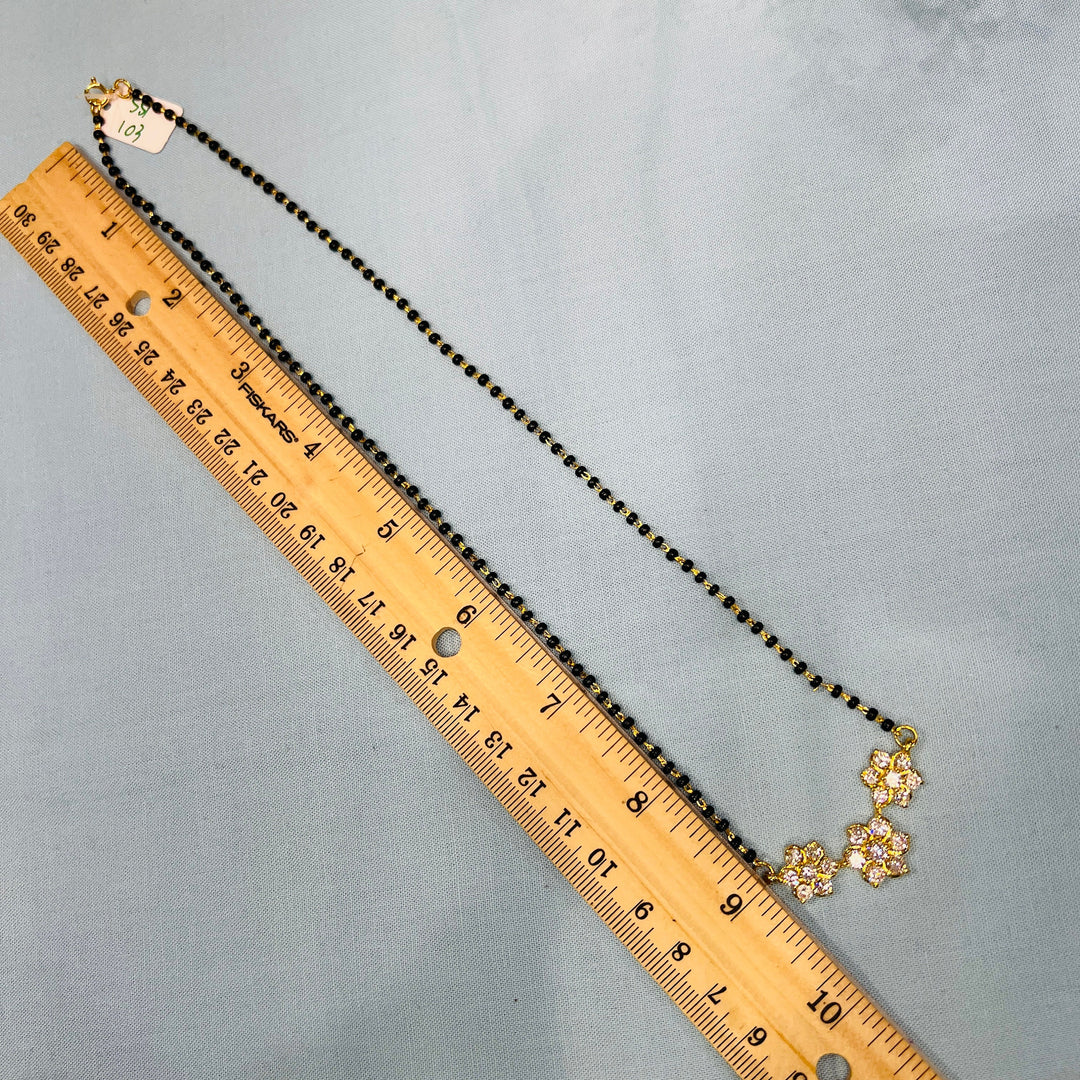 3 flower Black Beads