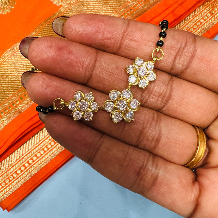 3 flower Black Beads