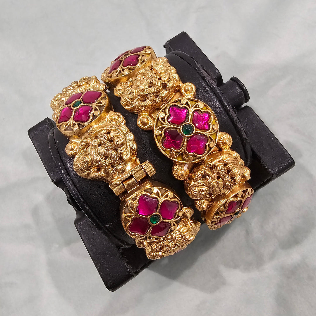 Pink Kundan Bangles Set