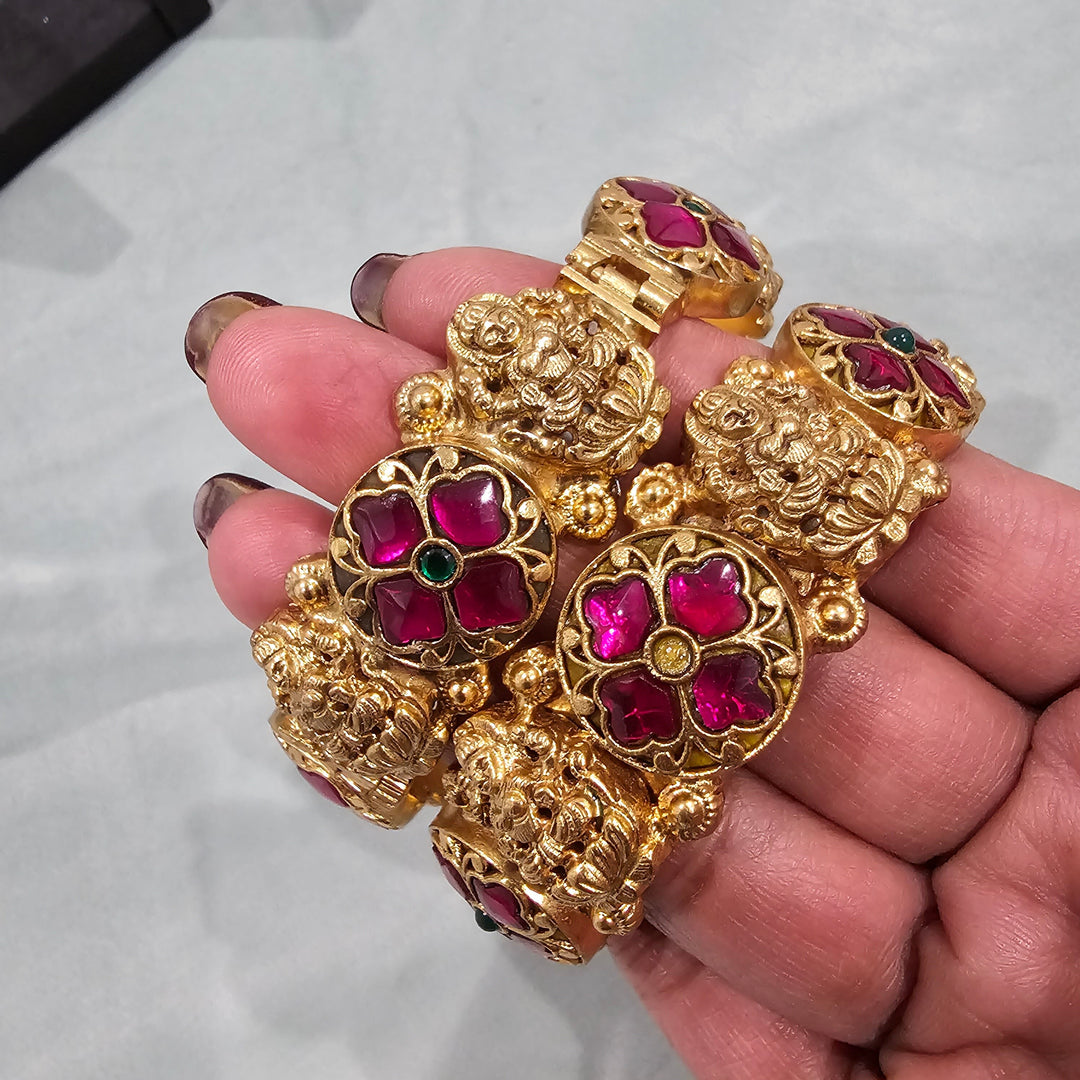 Pink Kundan Bangles Set