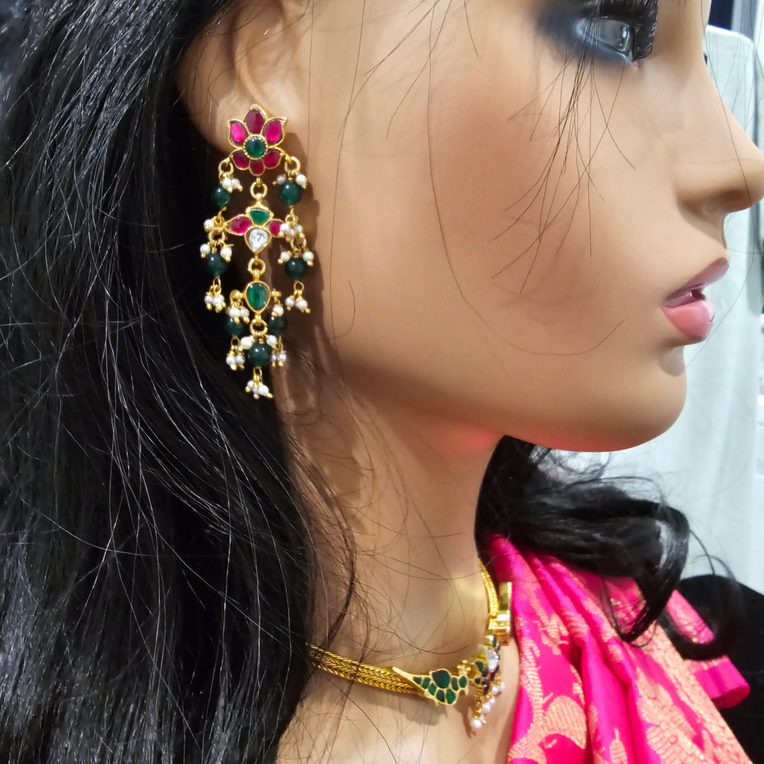Silver Kundan earrings