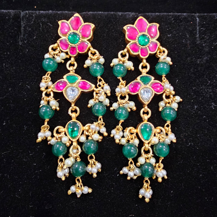 Silver Kundan earrings