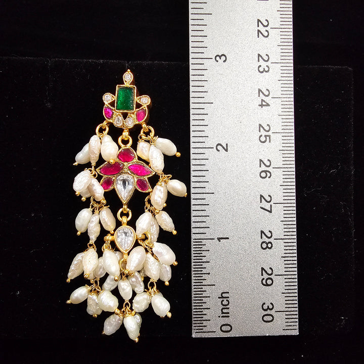 Silver Kundan pearl earrings