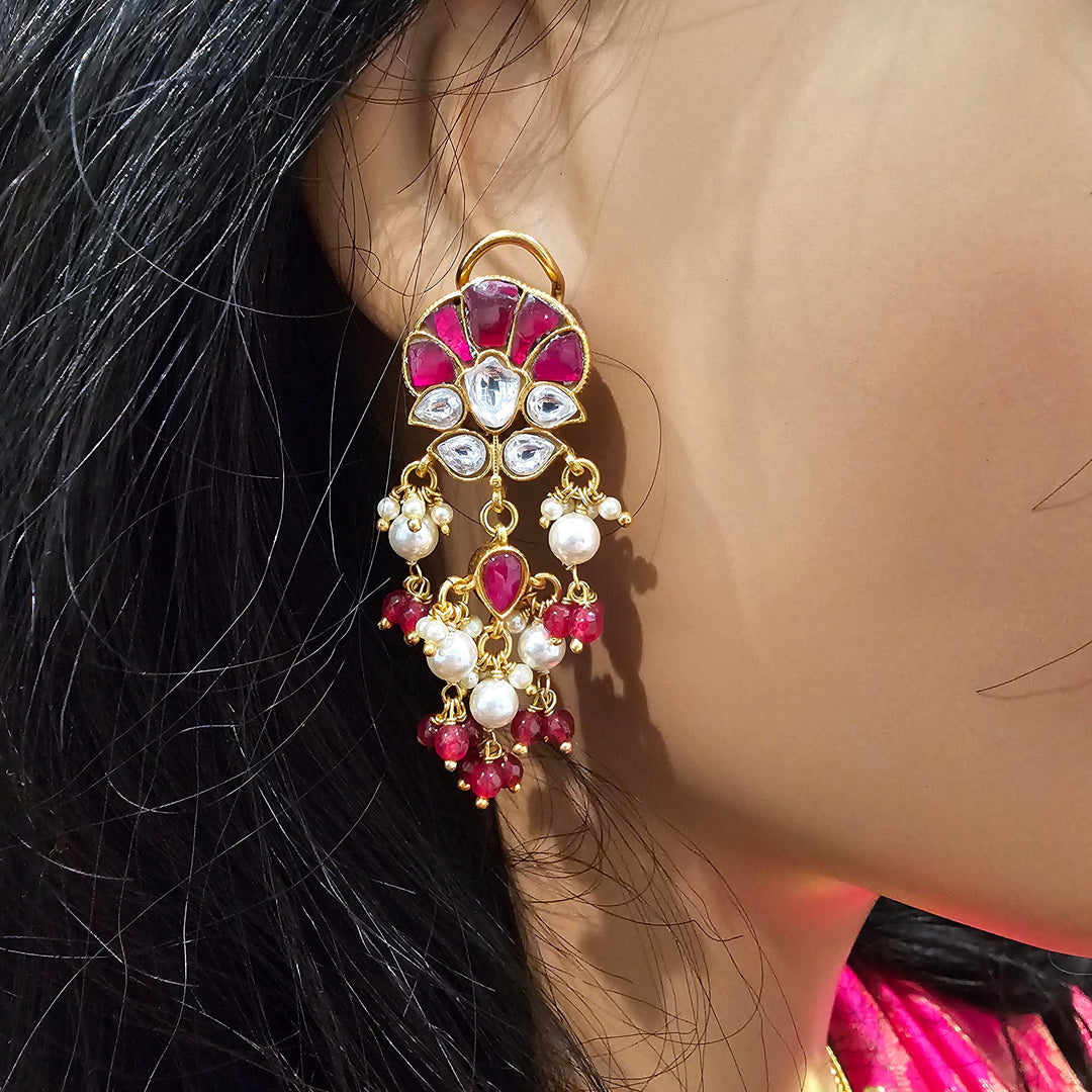 Silver Kundan earrings