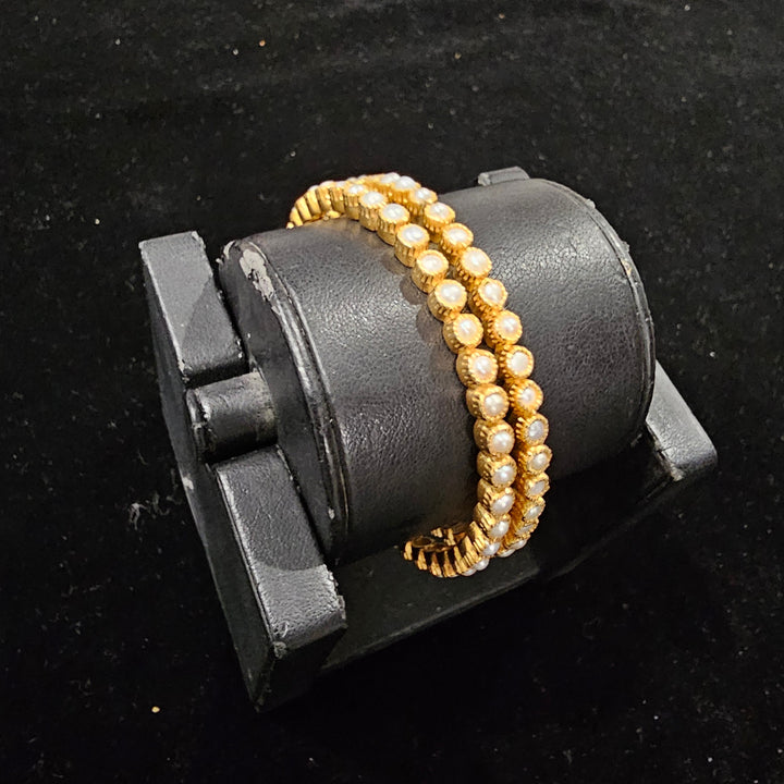 silver pearl Bangle set
