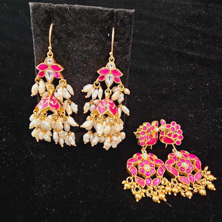 92.5 Silver Kundan earrings