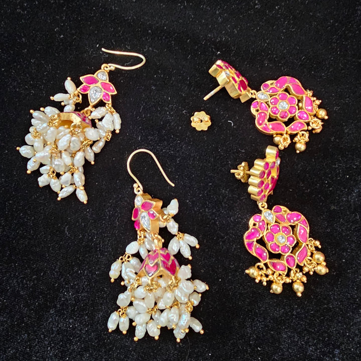 92.5 Silver Kundan earrings
