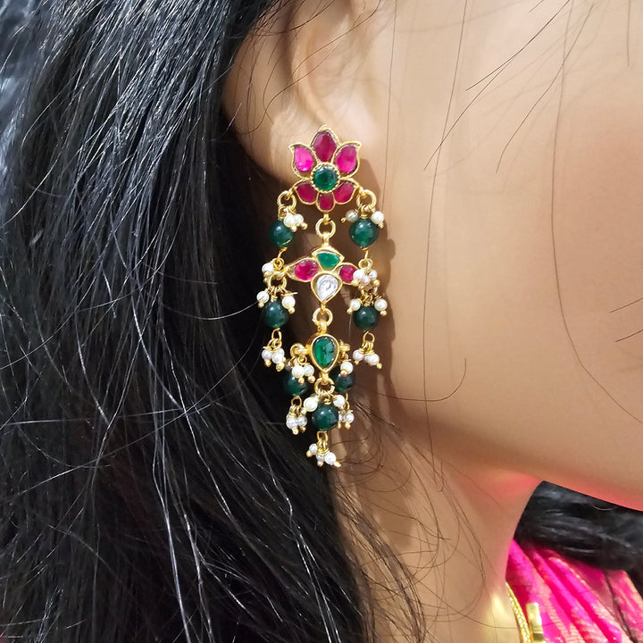 Silver Kundan earrings