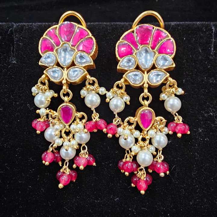 Silver Kundan earrings