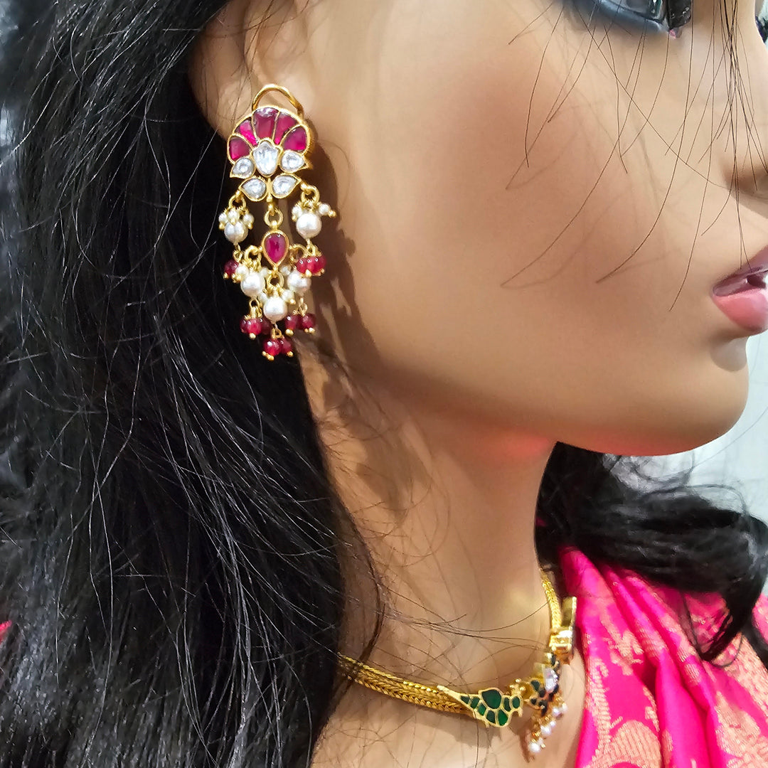 Silver Kundan earrings