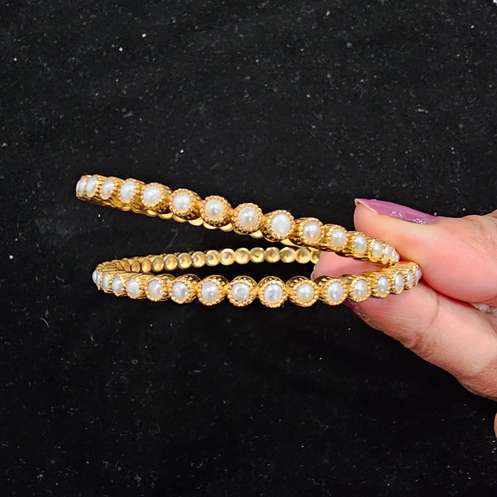 silver pearl Bangle set