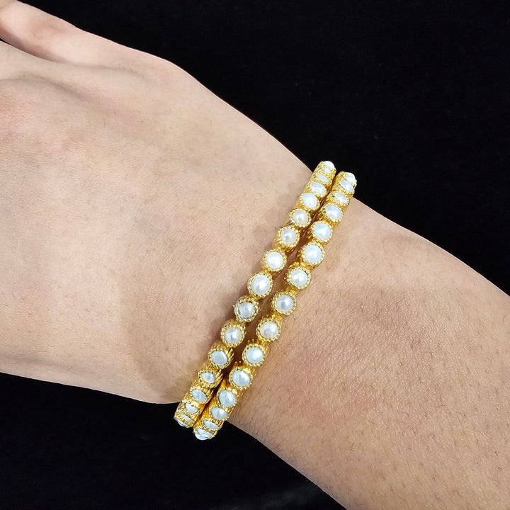 silver pearl Bangle set