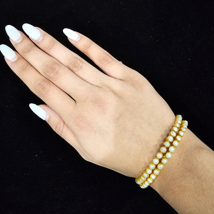 silver pearl Bangle set