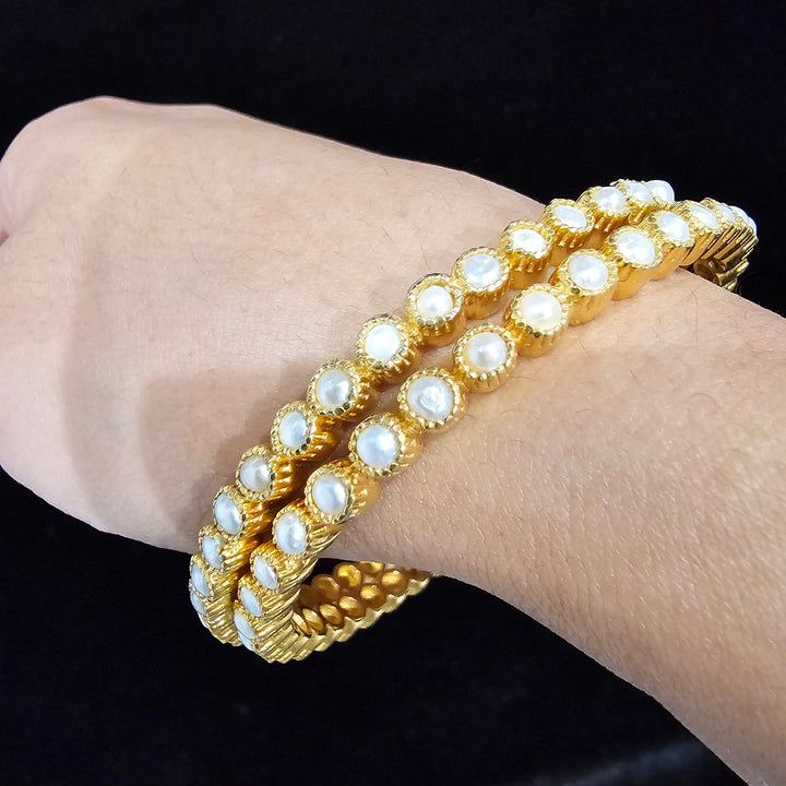 silver pearl Bangle set