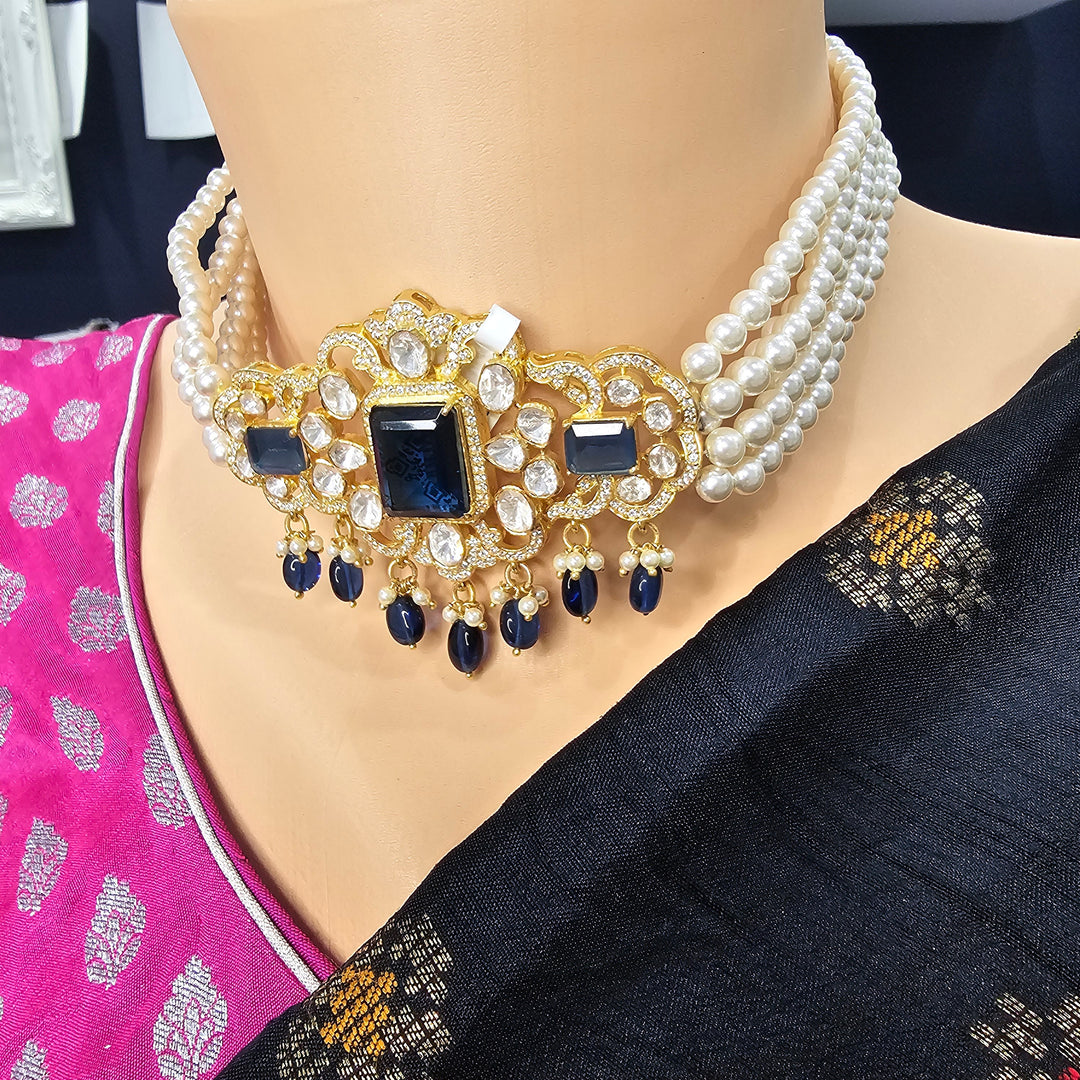Blue Moissanite choker set