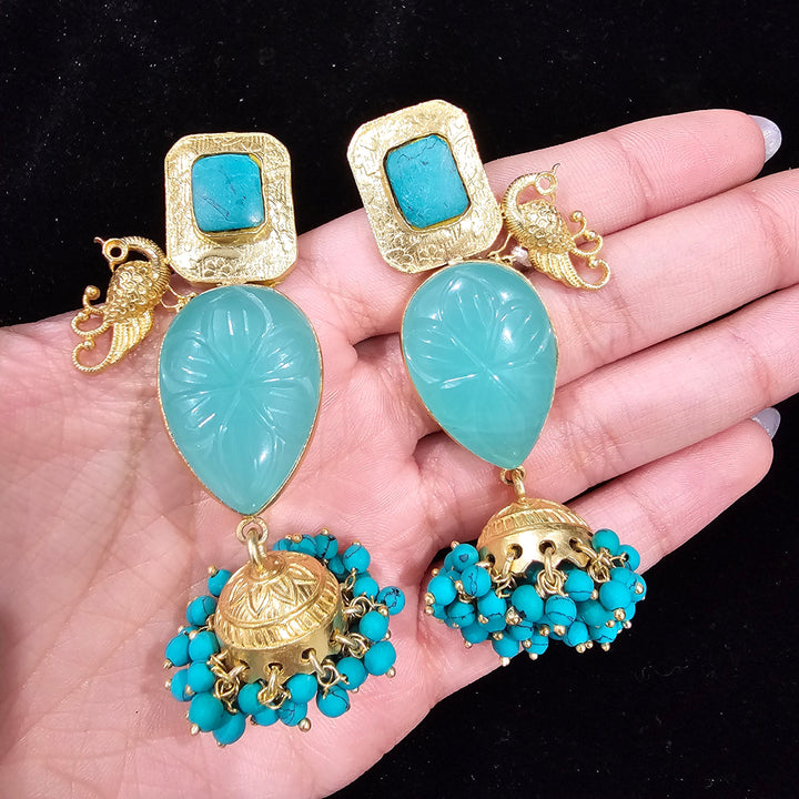 tEAL Cut stones EARRINGS.