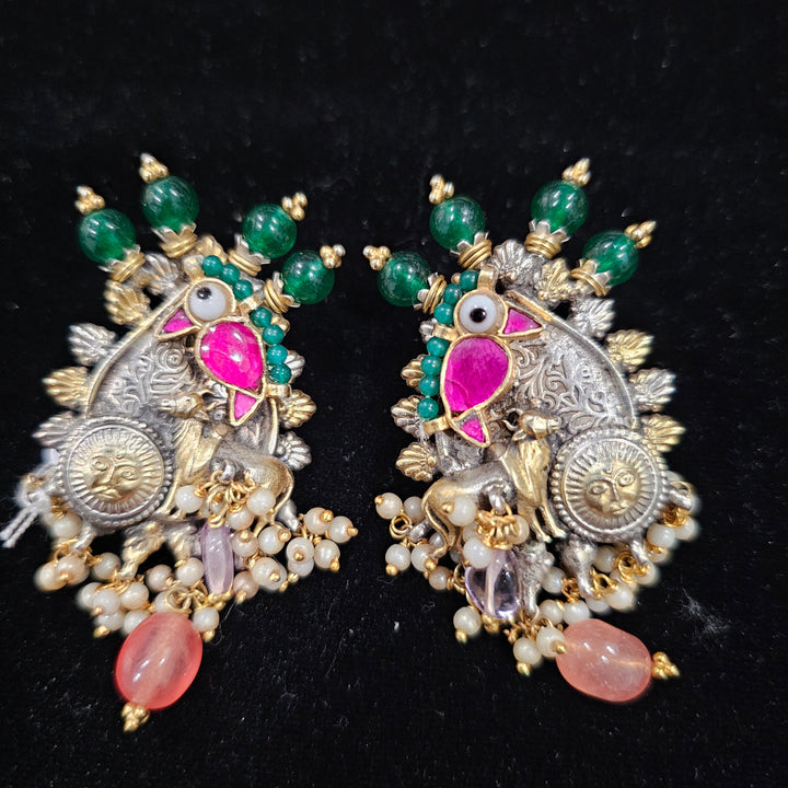 Silver Fusion Kundan Studs