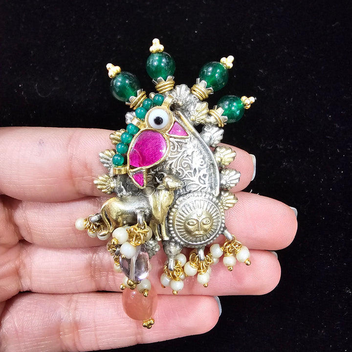 Silver Fusion Kundan Studs