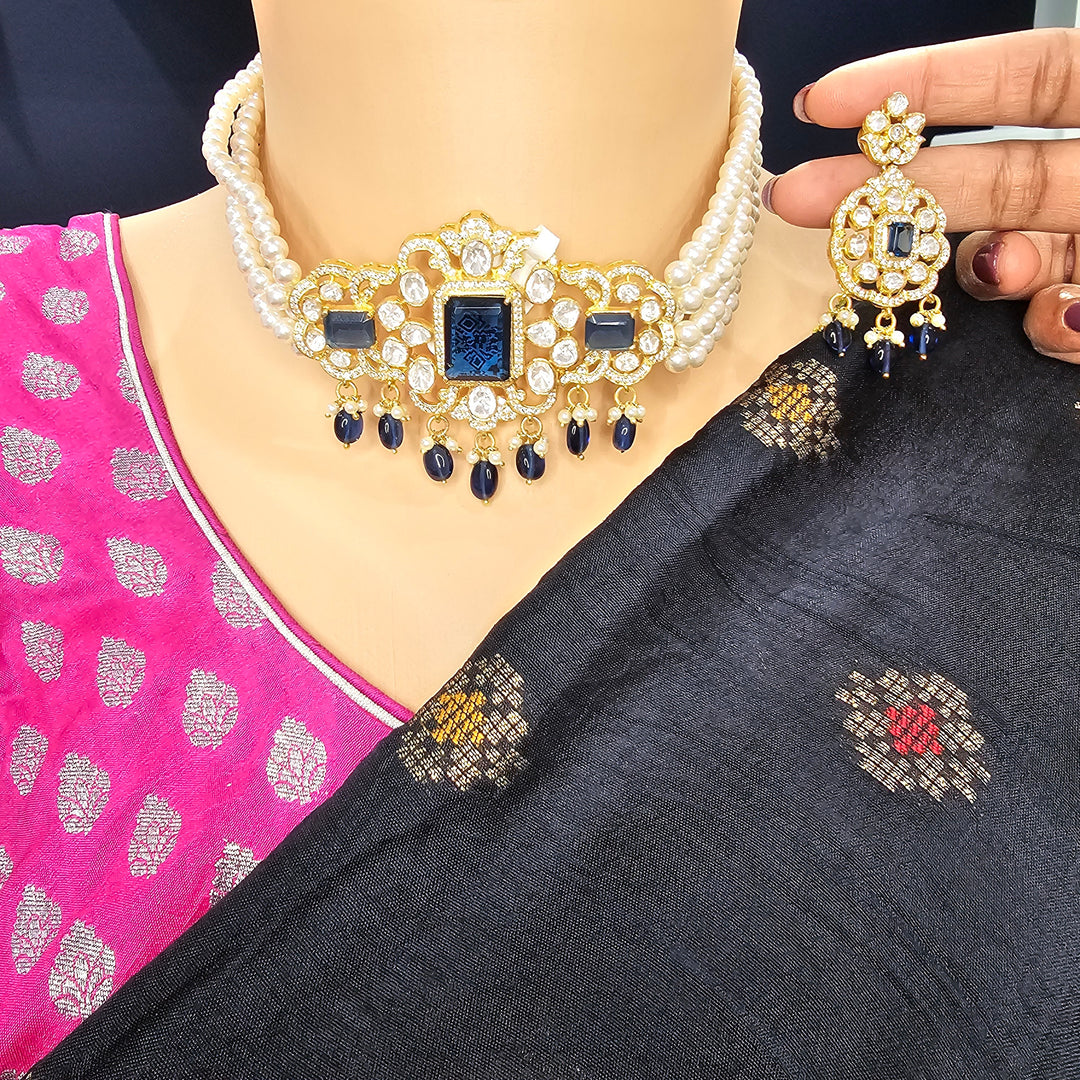 Blue Moissanite choker set