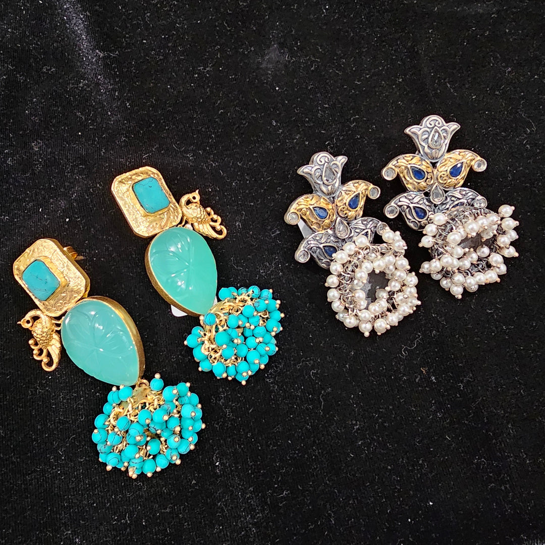 tEAL Cut stones EARRINGS.