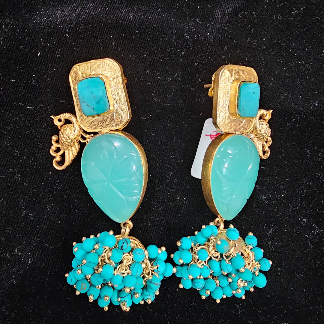 tEAL Cut stones EARRINGS.