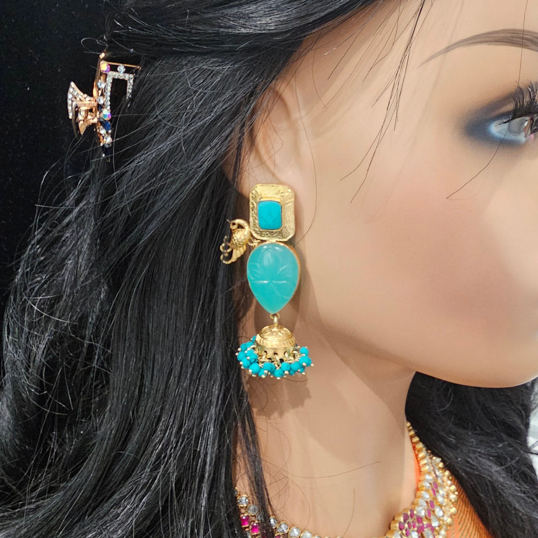 tEAL Cut stones EARRINGS.