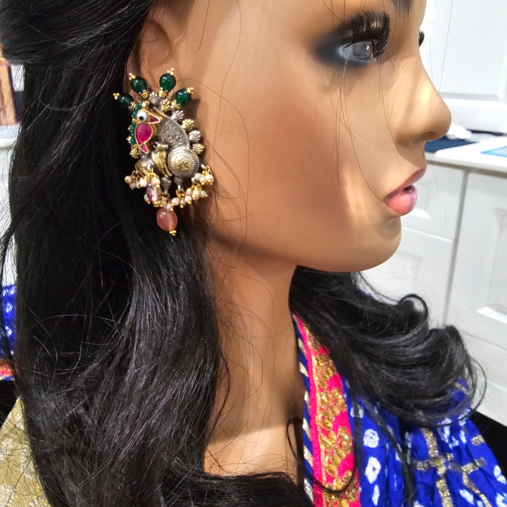 Silver Fusion Kundan Studs