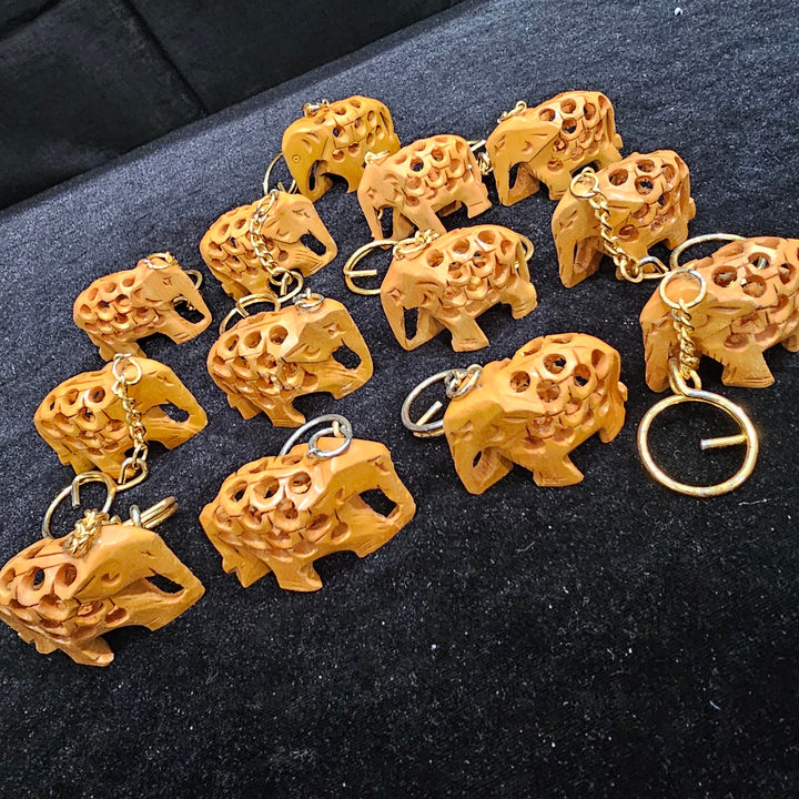 3D elephant wooden keychain
