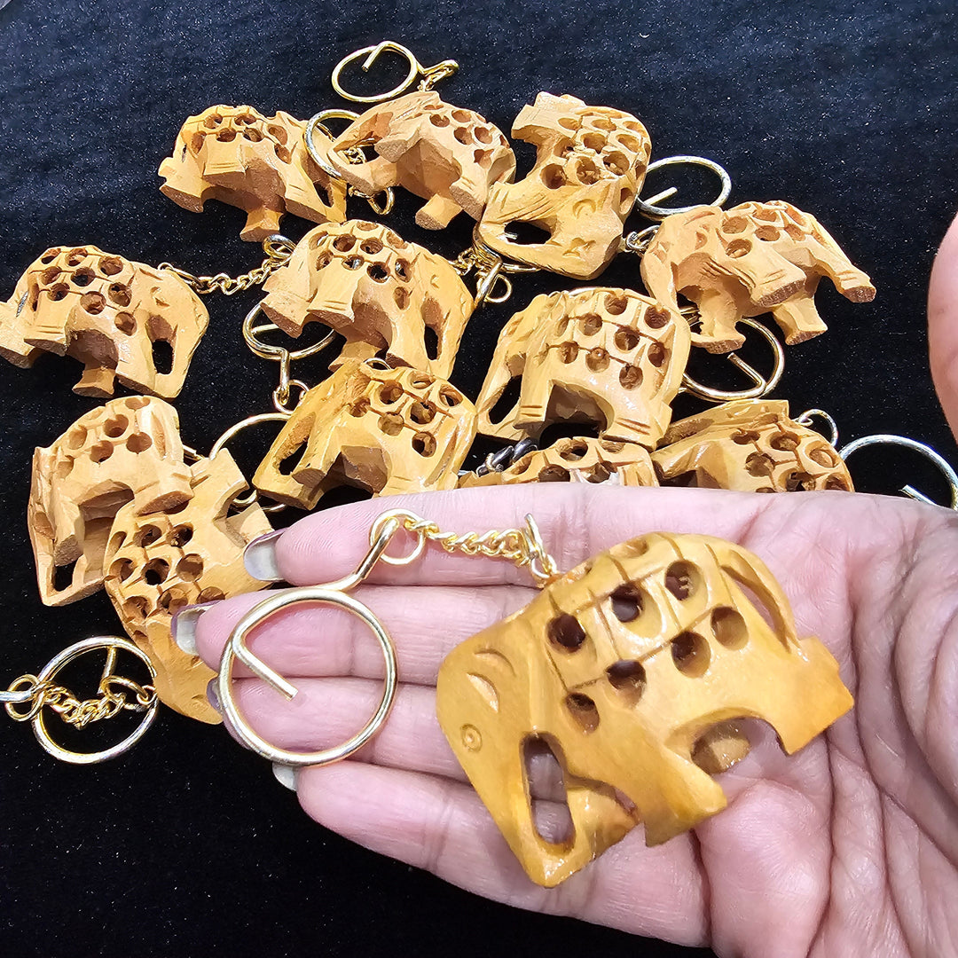 3D elephant wooden keychain